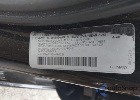 2013 Audi A6 2.0T Premium z USA, uszkodzony, nr VIN WAUDFAFC8DN084226